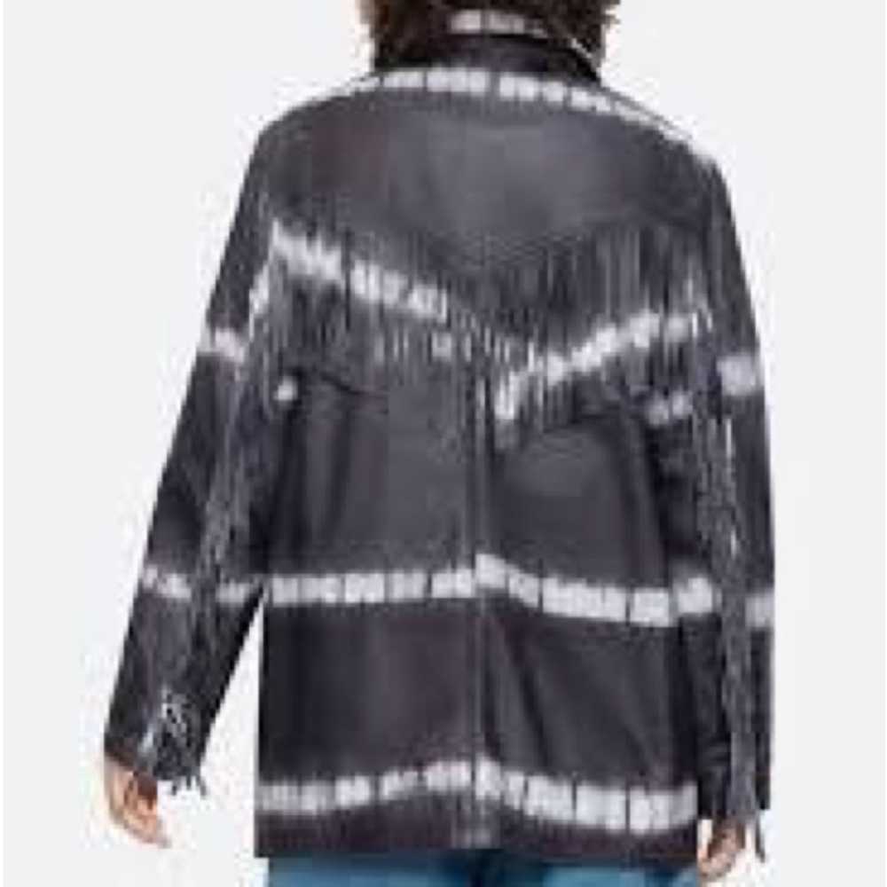 Sea New York **RARE** Zelda 100% Leather Fringe Jacket Tie Dye - Picture 5 of 11